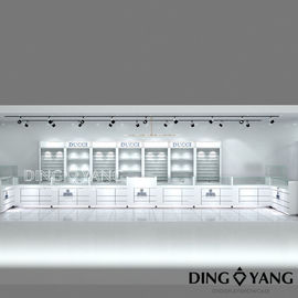 Showroom Glossy White Jewellery Shop Display Counters