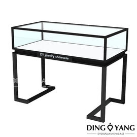 Custom Made Shinning White Brush Gold Jewelry Table with Glass Display and Locks